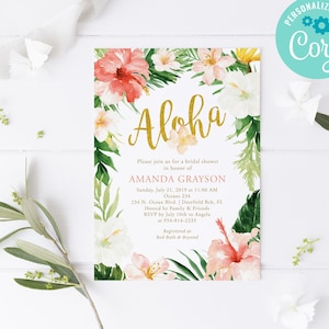 Aloha Tropical Bridal or Baby Shower Invitation Template / Hawaiian Bridal Shower / Wedding Shower / Birthday Brunch Invitation / LR2040