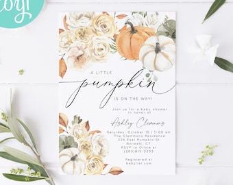 Fall Baby Shower Invitation TEMPLATE Gender Neutral / Little Pumpkin Baby Shower Invites / Editable Instant Download / Printable / LR2067