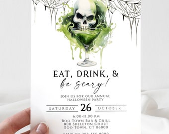 Invito per un cocktail party di Halloween, Boos and Booze (Modello digitale)