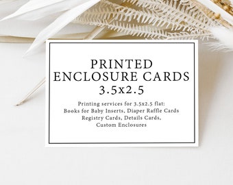 Printing Add-On for Enclosure Cards - Book Request Cards - Registry Cards - Insert Cards - Details Card - Printed