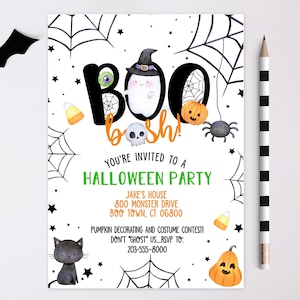 Boo Bash Halloween Party Invitation, Editable Template / Kids Halloween Party/ Halloween Birthday Invitations / Cute Halloween Party Invites