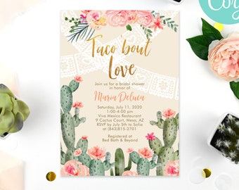 Taco Bout Love Cactus Bridal Shower Invitation Editable TEMPLATE / Mexican Fiesta Theme Bridal Shower / Taco Wedding Shower / LR2053