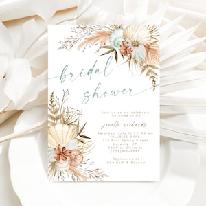 Modello di invito per addio al nubilato Boho con conchiglie (digitale)