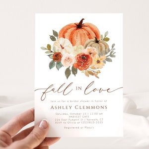 Fall in Love Bridal Shower Invitation Template / Fall Wedding Shower Invite Digital / Autumn Bridal Shower / Fall Weddings / LR2108