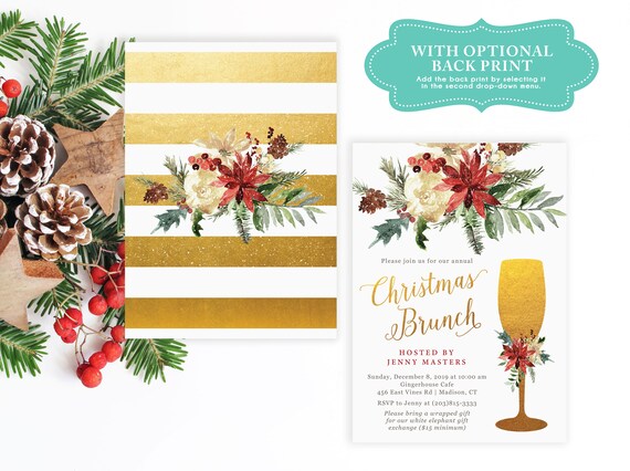 christmas brunch invitations holiday brunch invites christmas party invitations elegant holiday party printed or digital lr2045 christmas brunch invitations