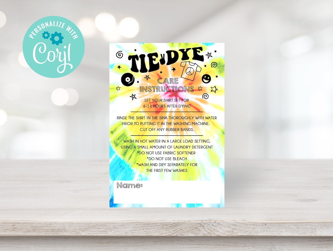Rainbow Tie Dye Party Wash Instruction Card Template / Tie Dye T-shirt Wash Instruction / Tie Dye Party Favor Care Instructions / LR2084 - Etsy rainbow-tie-dye-party-wash-instruction-card-template-tie-dye-t-shirt-wash-instruction-tie-dye-party-favor-care-instructions-lr2084-etsy