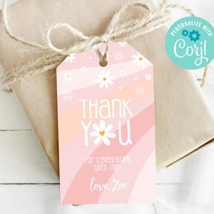 Daisy Birthday Party Treat Bag Tags Digital / Wild Daisy Printable Thank You Tags  / Groovy Daisy Printable Goodie Bag Tags / LR2082