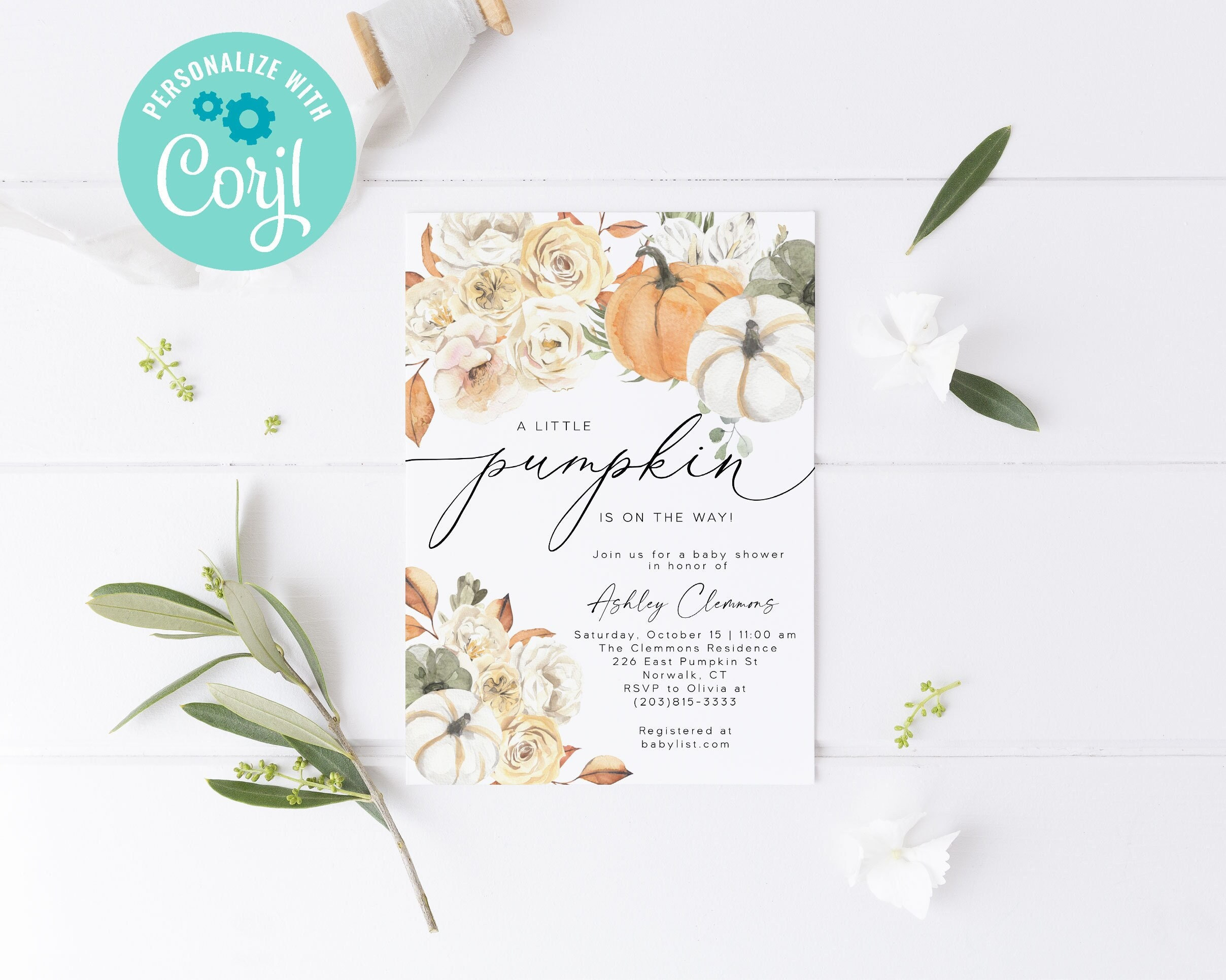 Fall Baby Shower Invitation TEMPLATE Gender Neutral Little Pumpkin Baby Shower Invites Editable Instant Download Printable