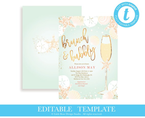 Engagement Wedding Shower Invitation Printed or Printable Bridal Shower Invitation Brunch /& Bubbly Couples SHIPPING INCLUDED 5x7