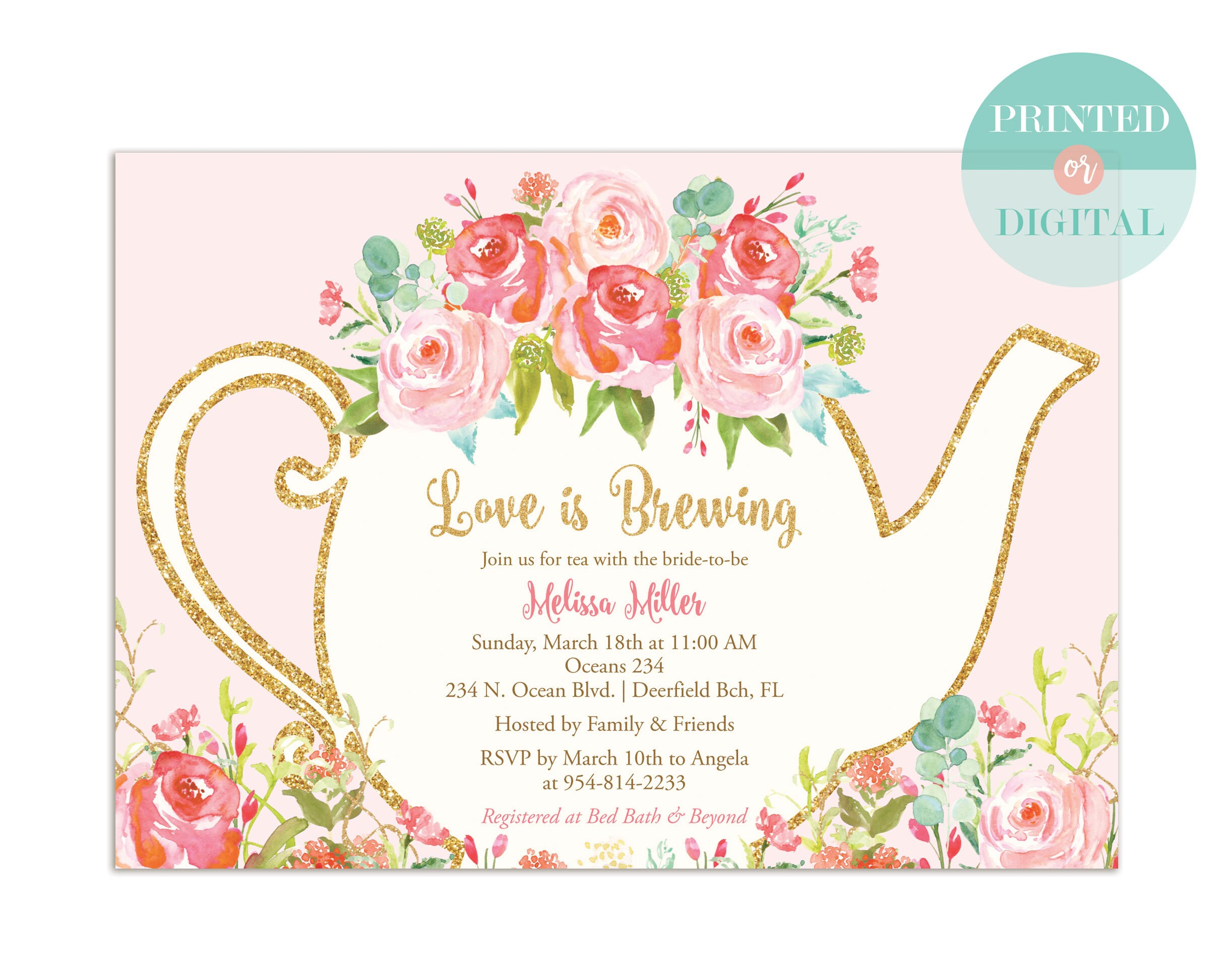 Free Bridal Shower Tea Party Invitation Templates 6