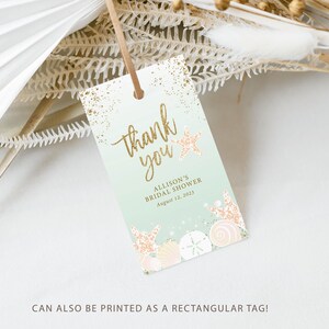 Beach Seashells Favor Tag Template / Beach Wedding or Bridal - Etsy