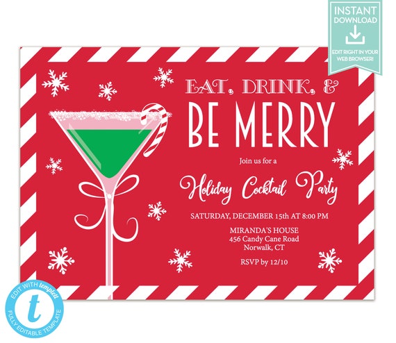 christmas cocktail party invitation instant download printable holiday party invitation template lr2027 holiday cocktail party invitation