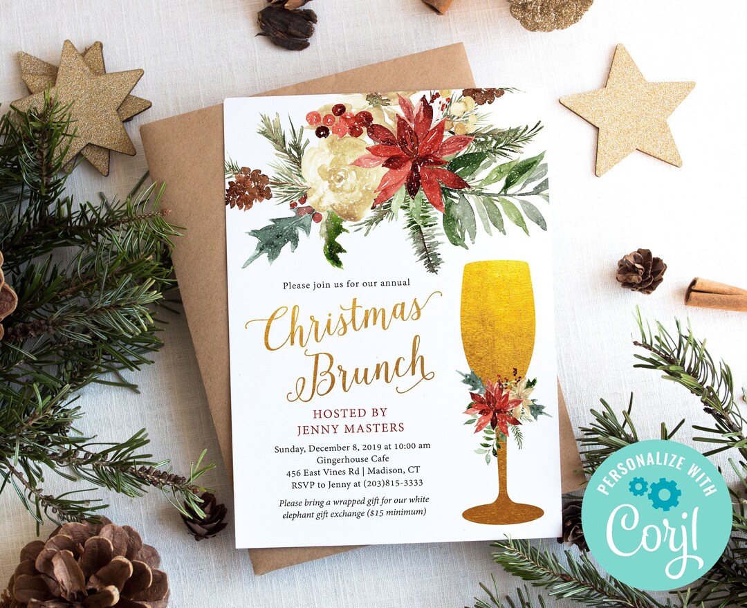 Christmas Brunch Invitation TEMPLATE / Holiday Brunch Digital Invite ...