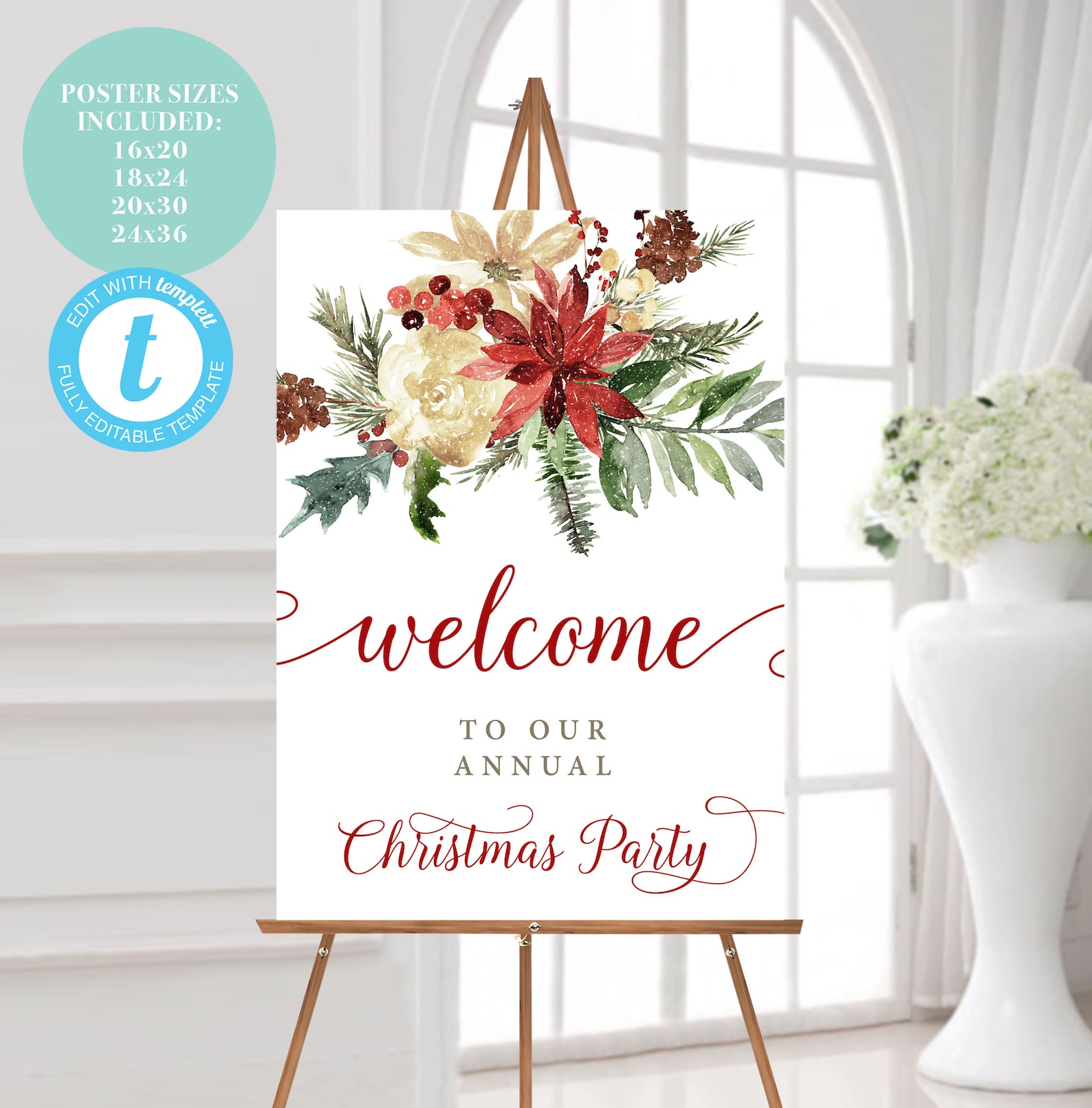 Christmas Party Welcome Sign TEMPLATE in Poster Sizes /  Etsy