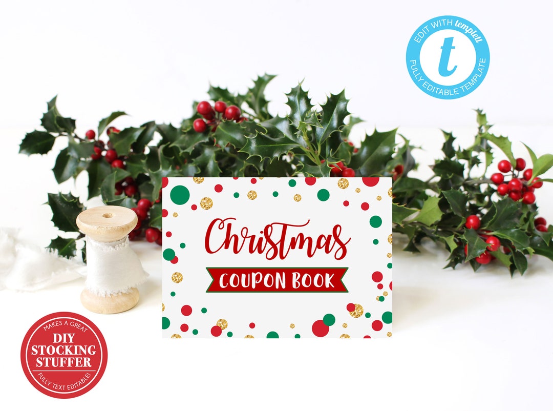 Printable Christmas Coupon Book TEMPLATE, Editable Instant Download ...