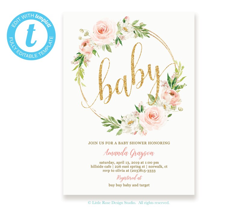 Boho Floral Baby Shower Invitations Floral Wreath Baby Etsy Boho Floral Baby Shower Invitations Floral Wreath Baby Etsy