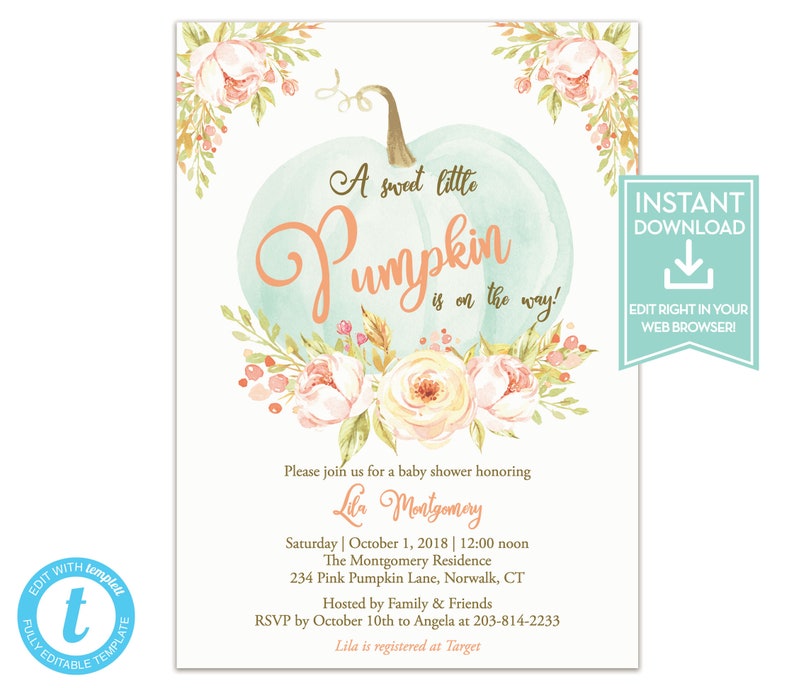my little pumpkin baby shower invitations