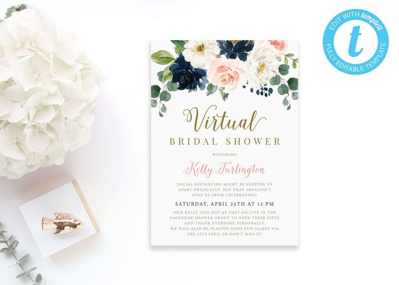 Virtual Bridal Shower Invitation Template / Long Distance Etsy