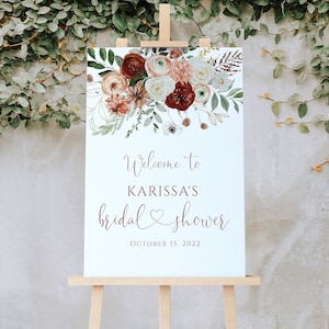 Fall Terracotta Floral Bridal Shower Welcome Sign Template / Fall Wedding Poster Sign Template / Bridal Shower Sign Template / LR2086