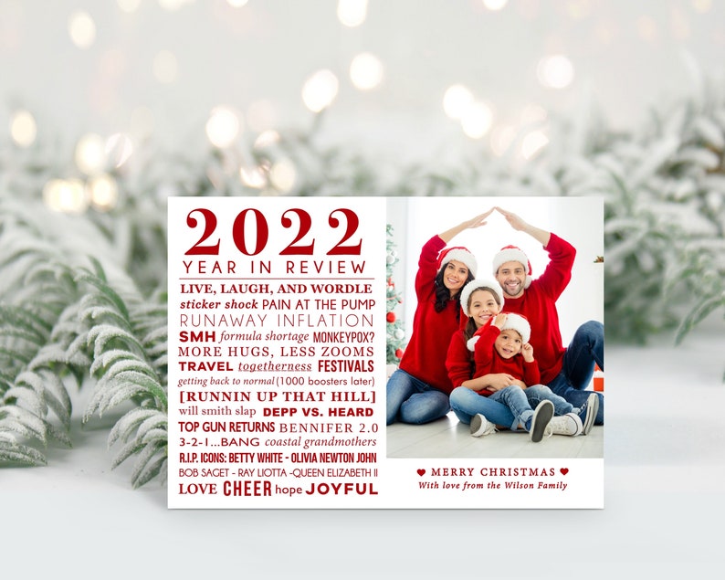 2022 Year in Review Holiday Photo Card 2022 Funny Template | Post Pandemic Christmas Card | Pop Culture Holiday Card Template | HC2101 