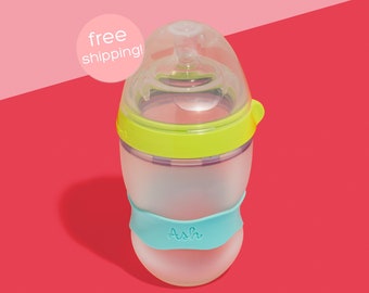 Personalized Original Orbit Labels for baby bottles and sippy cups by InchBug  (Tropical Lagoon 2-PACK)