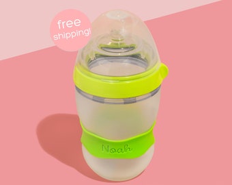 Personalized Original Orbit Labels for baby bottles and sippy cups by InchBug  (Kiwi Green 2-PACK)