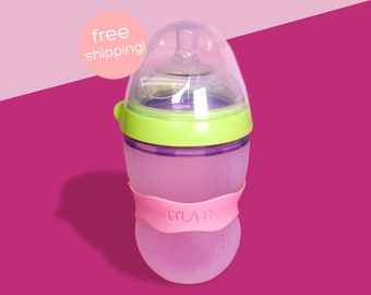 Personalized Original Orbit Labels for baby bottles and sippy cups by InchBug  (Pink Slippers 2-PACK)