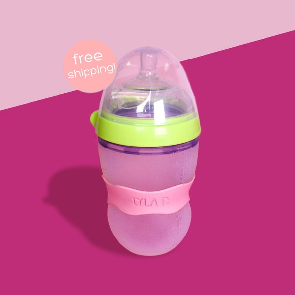 Personalized Original Orbit Labels for baby bottles and sippy cups by InchBug  (Pink Slippers 2-PACK)