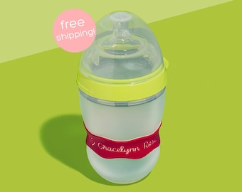 Personalized Orbit Labels 2.0 for baby bottles and sippy cups by InchBug  (Wild Berry Punch 2-PACK)