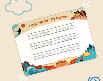 Tableau personnalisé d'exercices d'écriture manuscrite pour enfants, thème extérieur