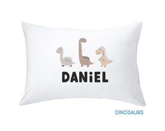 Taie d'oreiller personnalisée pour tout-petit, oreiller pour la rentrée scolaire, taie d'oreiller - DINOSAURES