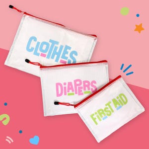 Diaper Bag Organizers, Water Resistant Pouches, Set of 3 Bags for Organization, Baby Shower Gift, Zippered Pouch, Travel Wet Bags