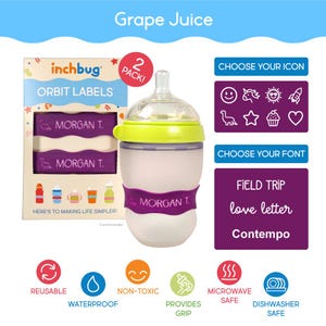 Silicone Name Bands For Kids Cups Inchbug Orbit Labels 4-Pack