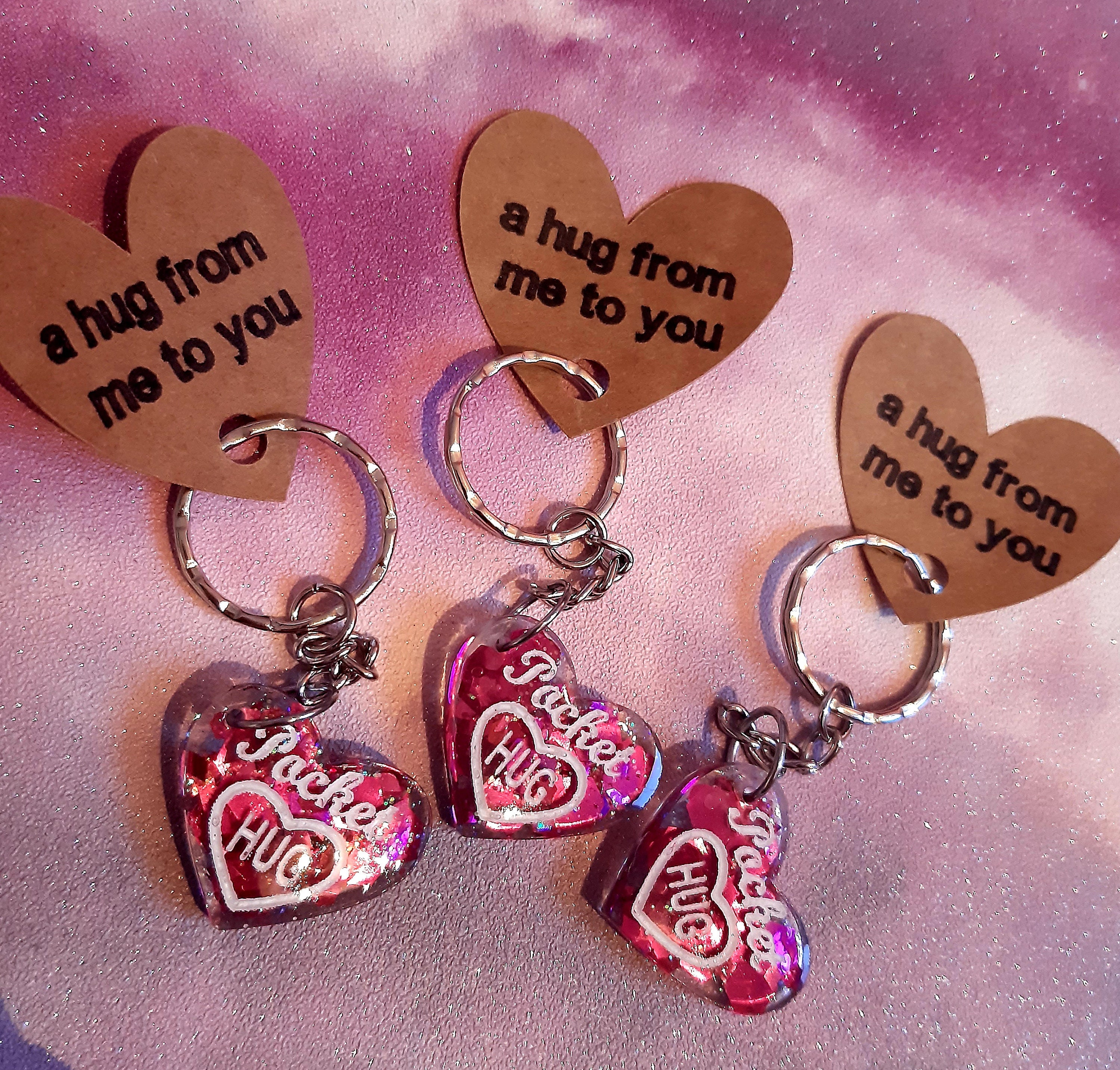 Pocket Hug Lockdown Glitter Resin Keyring Heart Keychain Etsy