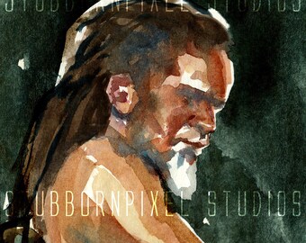 WHITE GOATEE and DREADS  - Archival Giclee Watercolor Print