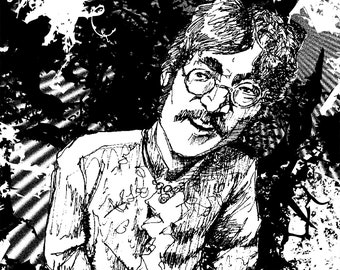 JOHN LENNON • Pen and Ink Drawing • Black and White Print