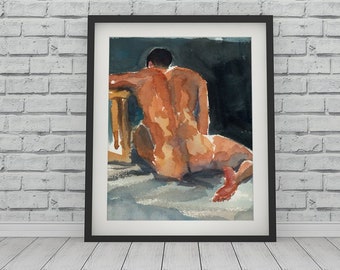 MODEL AT REST - Archival Giclee Watercolor Print