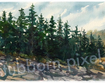 MONHEGAN ISLAND - Archival Giclee Landscape Watercolor Print