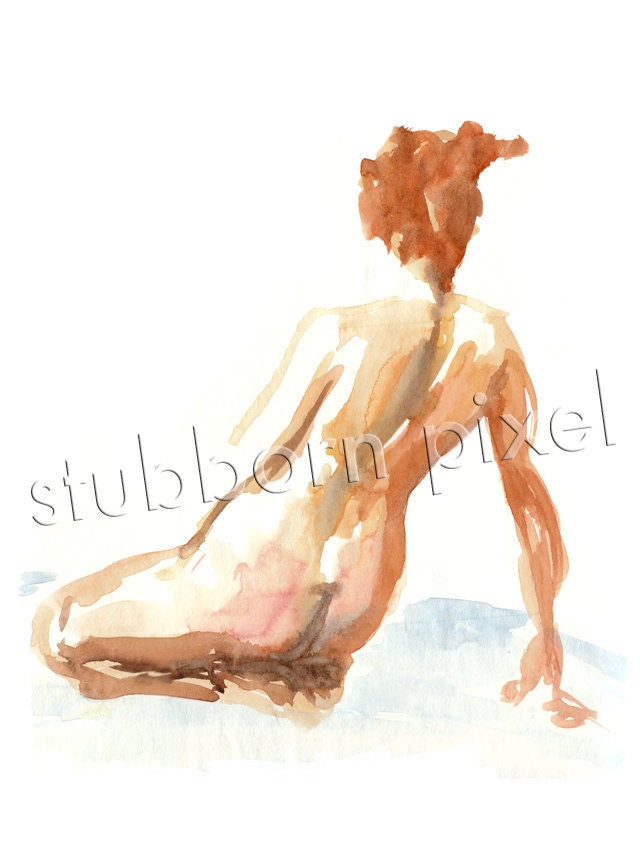 RED'S BACK - Archiwalny wydruk akwarelowy Giclee