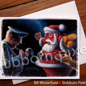 SANTA&#39;S SPEEDING TICKET - Christmas Card, Greeting Card, Blank card