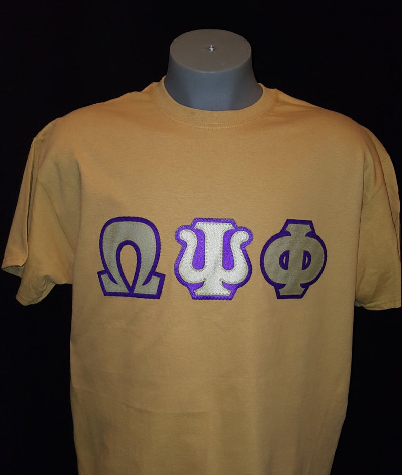 Omega Psi Phi 2 color applique t-shirt | Etsy