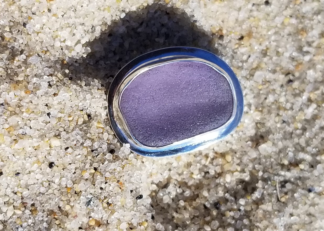 Purple Sea Glass Ring Any Size Handcrafted From Sea Glass