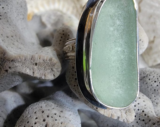Sea Foam sea glass ring,