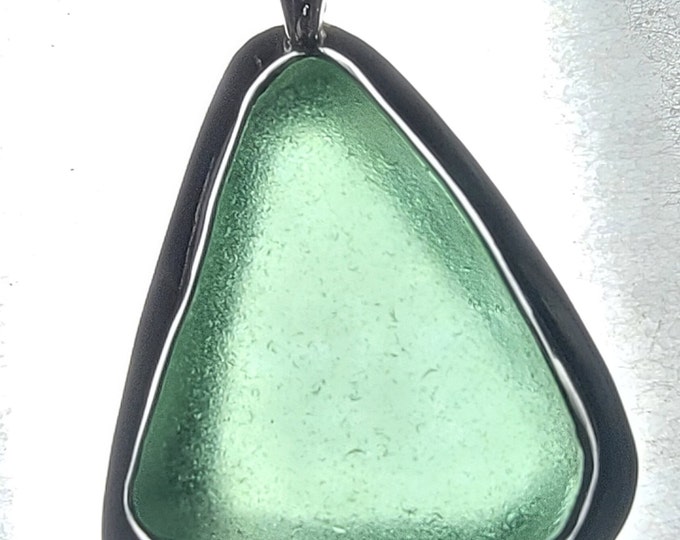 Teal sea glass pendant, handmade, bezel set using sea glass found by us on the beaches of Provincetown MA