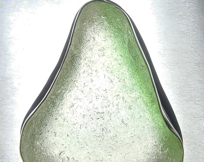 Sea foam, pear shaped sea glass pendant, handmade, bezel set using sea glass found by us on the beaches of Provincetown MA