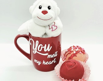 Red Mug  (You Melt My Heart) With Cute plush.