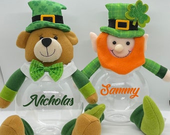 St. Patrick's Day | treat jars | Personalized | Choice of Bear or Leprechaun