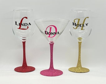 Personalized Wine,Martini or Champagne glasses