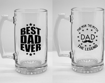 Beer Mug Personalized (The Man The Myth The Legend or Best Dad Ever)