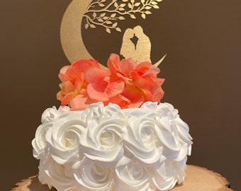 Paar unter dem Mond himmlischen Kuchen Topper | Hochzeit oder Jubiläum